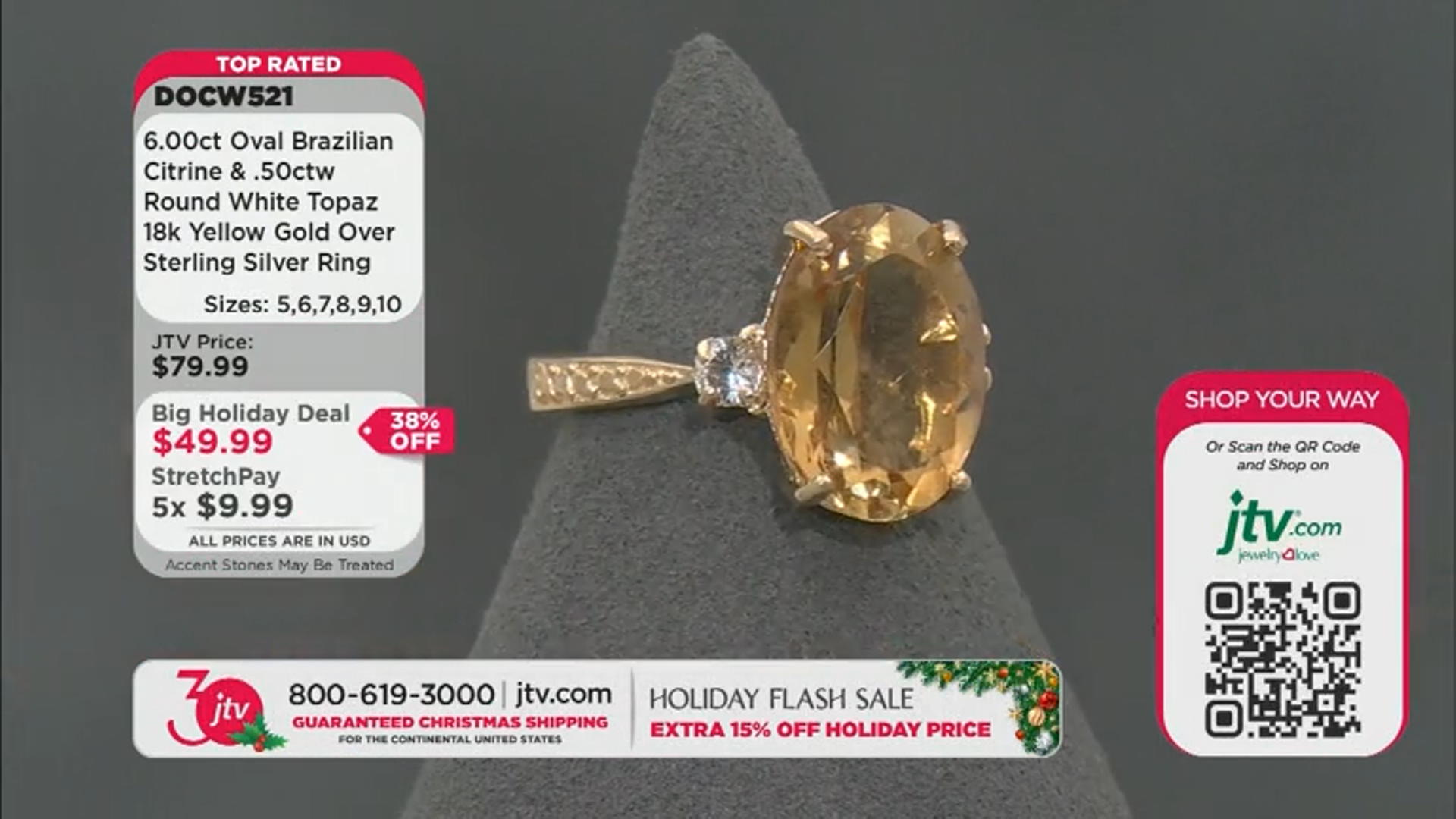 Yellow Brazilian Citrine 18K Yellow Gold Over Sterling Silver Ring 6.50ctw Video Thumbnail