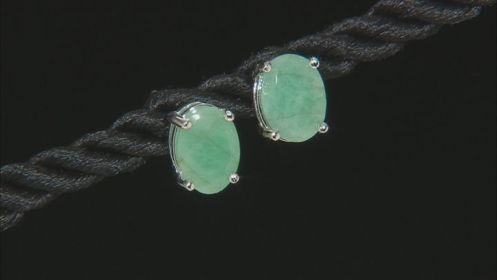 Green Brazilian Emerald Rhodium Over Sterling Silver Jewelry Set 4.56ctw Video Thumbnail