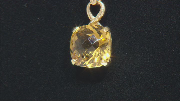 Yellow Brazilian Citrine 18K Yellow Gold Over Sterling Silver Pendant With Chain 6.50ct Video Thumbnail