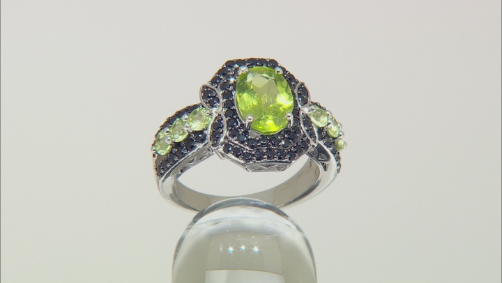 Green Peridot Rhodium Over Sterling Silver Ring 3.40ctw Video Thumbnail