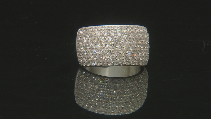 White Zircon Rhodium Over Sterling Silver Band Ring 3.58 Video Thumbnail