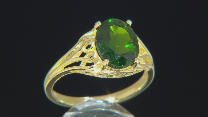 Green Chrome Diopside 18K Yellow Gold Over Sterling Silver Ring 2.70ct Video Thumbnail