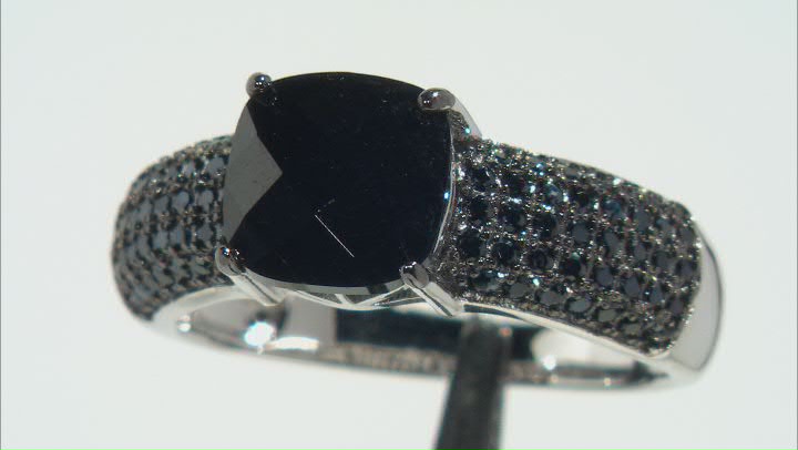 Black Spinel Rhodium Over Sterling Silver Ring 2.92ctw Video Thumbnail