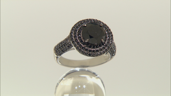 Black Spinel Rhodium Over Sterling Silver 3 Ring Set 4.40ctw Video Thumbnail