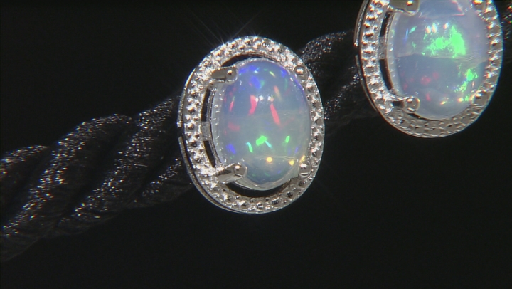 Ethiopian Opal Rhodium Over Sterling Silver Earrings 1.42ctw Video Thumbnail