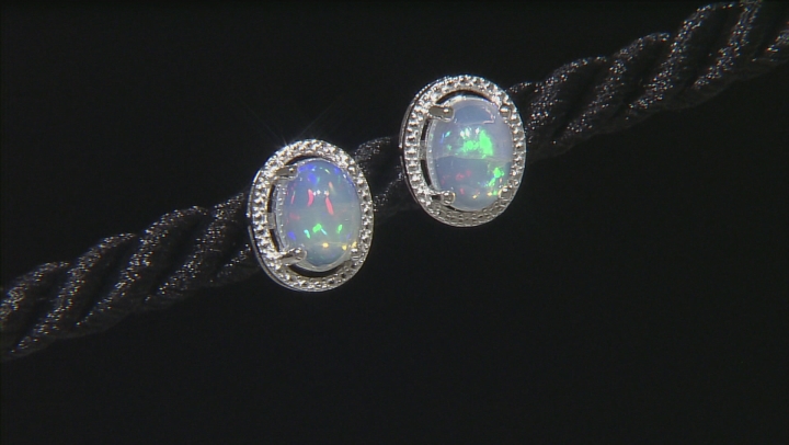 Ethiopian Opal Rhodium Over Sterling Silver Earrings 1.42ctw Video Thumbnail