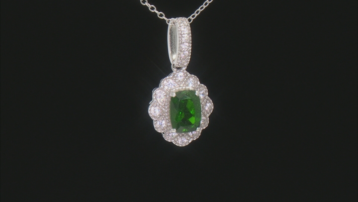 Green Chrome Diopside Rhodium Over Sterling Silver Pendant 1.21ctw Video Thumbnail