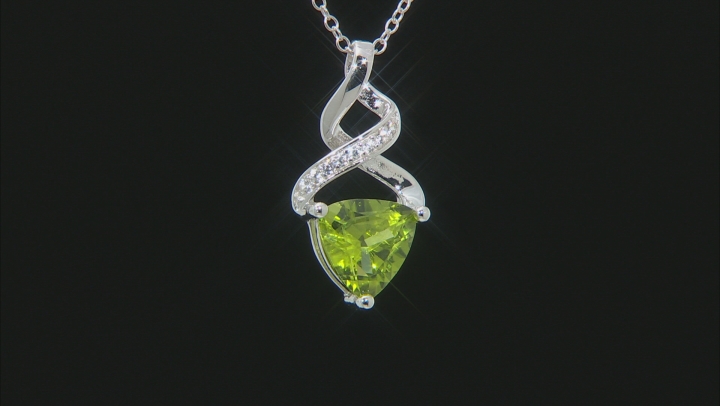 Green Peridot Rhodium Over Sterling Silver Pendant With Chain 2.51ctw Video Thumbnail