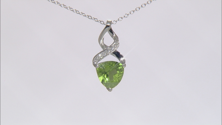 Green Peridot Rhodium Over Sterling Silver Pendant With Chain 2.51ctw Video Thumbnail