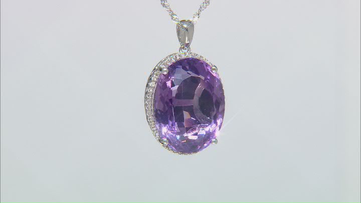 Lavender Amethyst Rhodium Over Silver Pendant with Chain 22.12ctw Video Thumbnail
