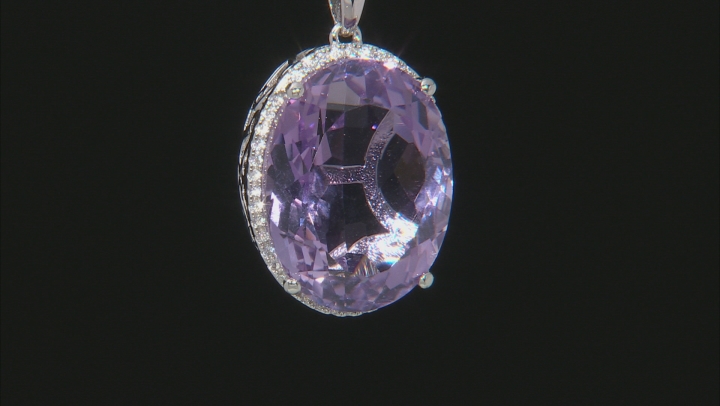 Lavender Amethyst Rhodium Over Silver Pendant with Chain 22.12ctw Video Thumbnail