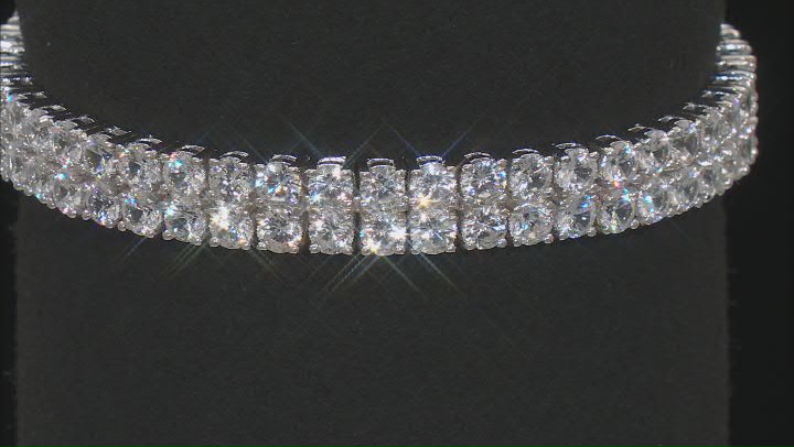 White Zircon Rhodium Over Sterling Silver Bracelet 24.00ctw Video Thumbnail