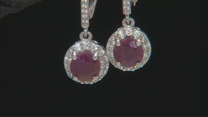 Red Indian Ruby Rhodium Over Sterling Silver Earrings 2.40ctw Video Thumbnail