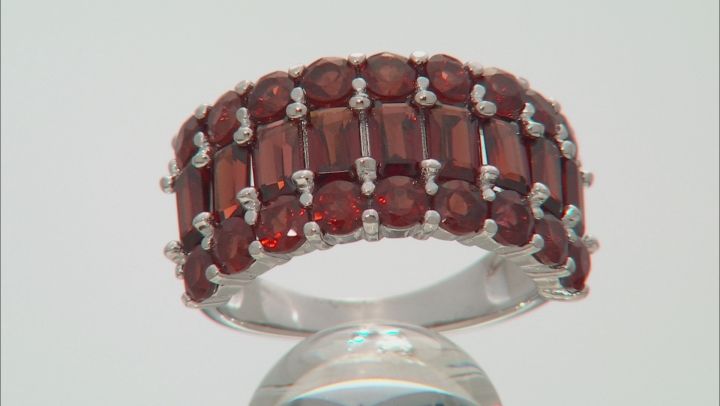 Red Garnet Rhodium Over Sterling Silver Band Ring 6.12ctw Video Thumbnail