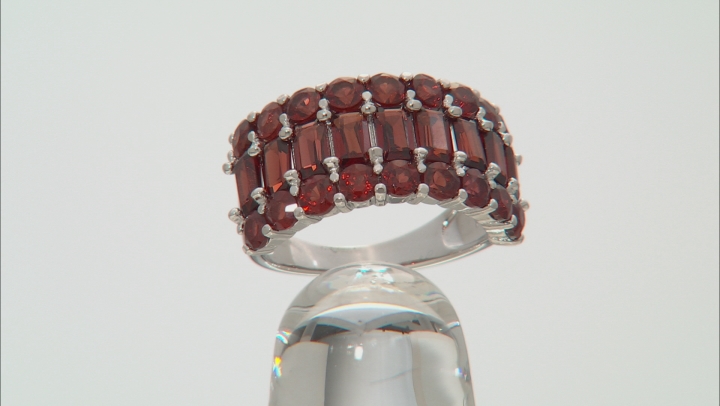 Red Garnet Rhodium Over Sterling Silver Band Ring 6.12ctw Video Thumbnail