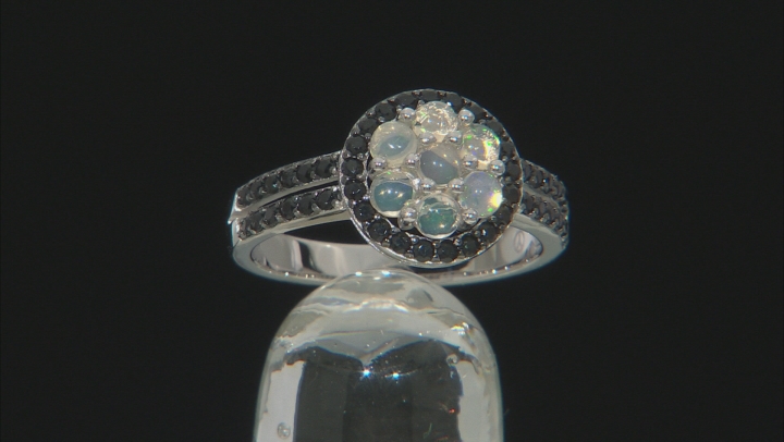 Ethiopian Opal Rhodium Over Sterling Silver Ring 1.28ctw
