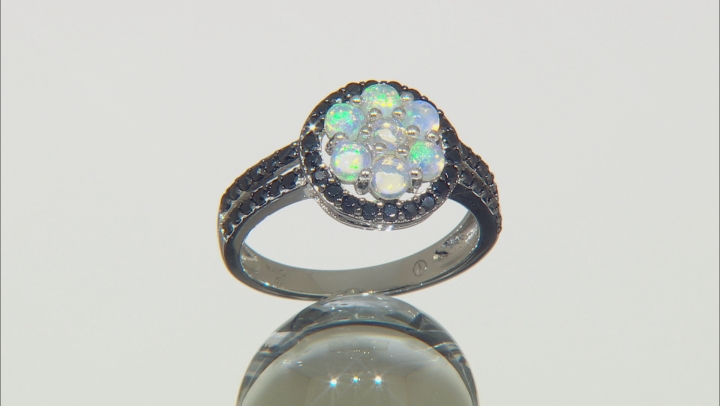 Ethiopian Opal Rhodium Over Sterling Silver Ring 1.28ctw