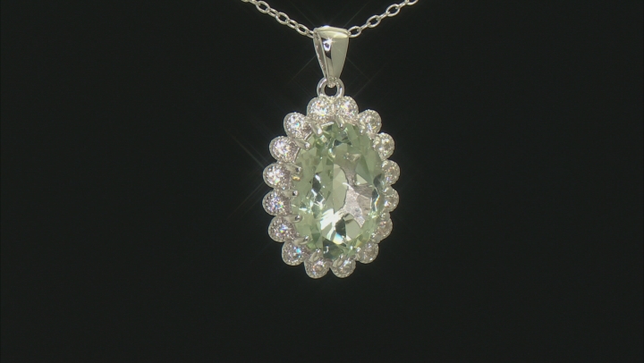 Green Prasiolite Rhodium Over Sterling Silver Pendant With Chain 5.29ctw Video Thumbnail