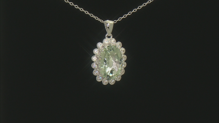 Green Prasiolite Rhodium Over Sterling Silver Pendant With Chain 5.29ctw Video Thumbnail