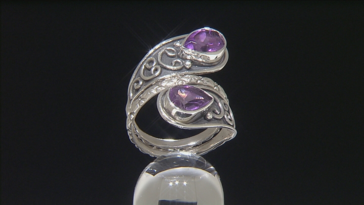 Purple Amethyst Sterling Silver Bypass Ring 3.00ctw Video Thumbnail