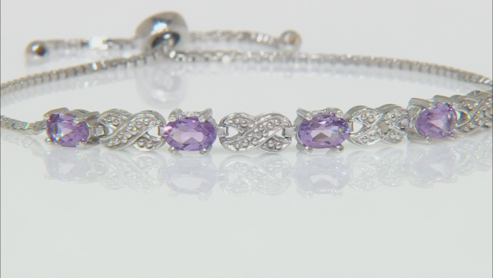 Lavender Amethyst Rhodium Over Sterling Silver Sliding Adjustable ...