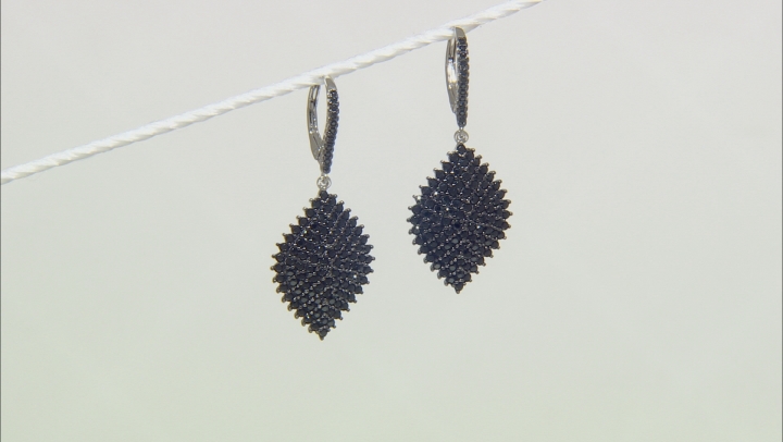 Black Spinel Rhodium Over Sterling Silver Earrings 3.48ctw Video Thumbnail
