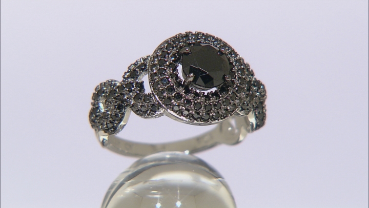 Black Spinel Rhodium Over Sterling Silver Ring 1.75ctw Video Thumbnail