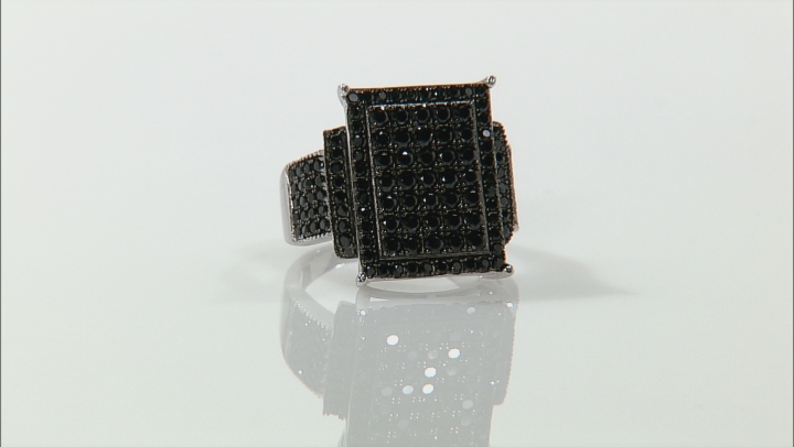 Black Spinel Rhodium Over Sterling Silver Ring 2.02ctw Video Thumbnail