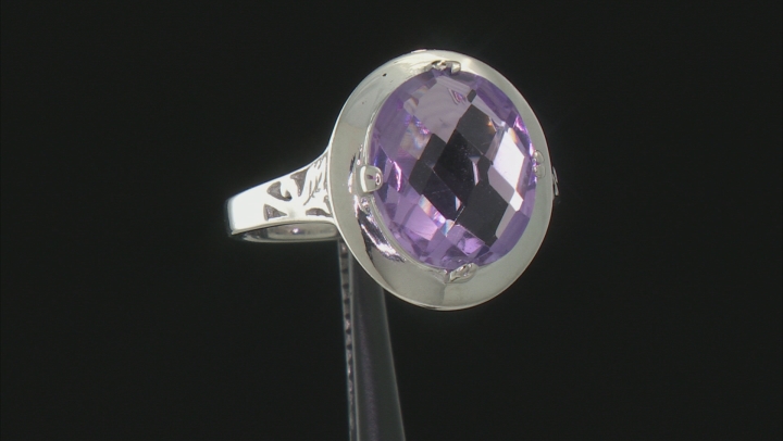 Purple Amethyst Rhodium Over Sterling Silver Ring 4.00ct Video Thumbnail