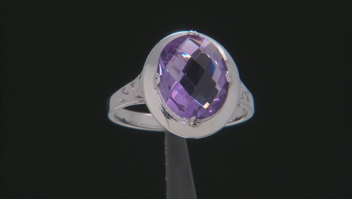 Purple Amethyst Rhodium Over Sterling Silver Ring 4.00ct Video Thumbnail