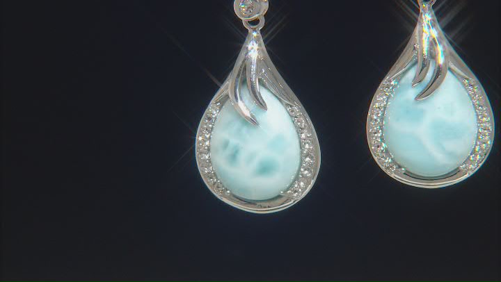 Blue Larimar Rhodium Over Sterling Silver Earrings .32ctw Video Thumbnail