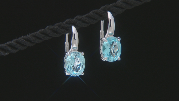 Blue Topaz Rhodium Over Sterling Silver Earrings 6.40ctw Video Thumbnail