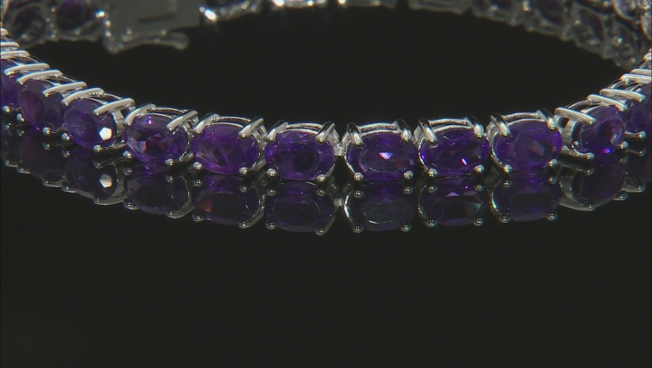 Purple Amethyst Rhodium Over Sterling Silver Bracelet 15.10ctw Video Thumbnail