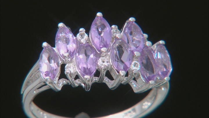 Purple Amethyst Rhodium Over Sterling Silver Ring 1.53ctw Video Thumbnail