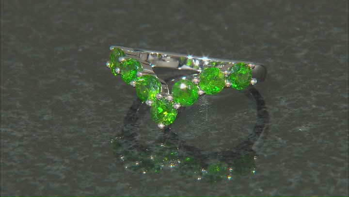Green Chrome Diopside Rhodium Over Sterling Silver Ring 2.02ctw Video Thumbnail