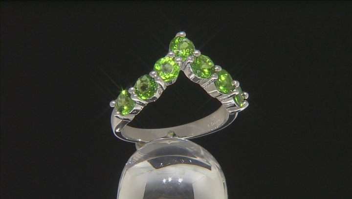 Green Chrome Diopside Rhodium Over Sterling Silver Ring 2.02ctw Video Thumbnail