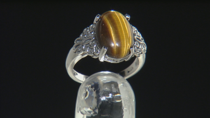 Brown Tiger's Eye Rhodium Over Sterling Silver Jewelry Set Video Thumbnail