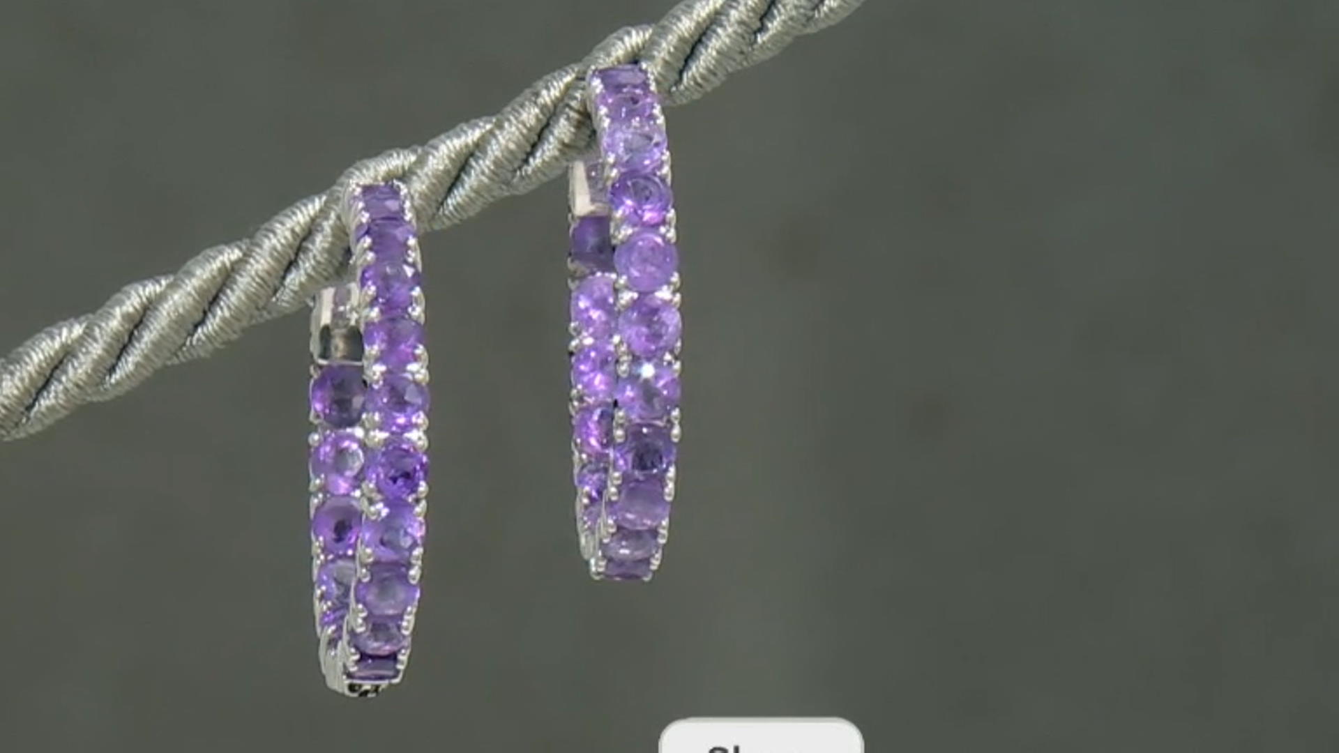 Lavender Amethyst  Rhodium Over Sterling Silver Hoop Earrings 6.80ctw Video Thumbnail