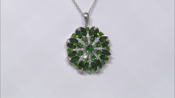 Green Chrome Diopside Rhodium Over Sterling Silver Pendant With Chain 6.61ctw Video Thumbnail