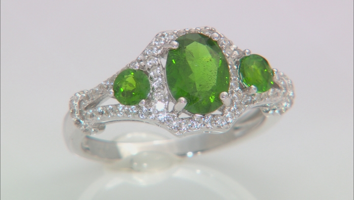 Green Chrome Diopside Rhodium Over Sterling Silver Ring 1.75ctw Video Thumbnail