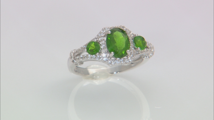 Green Chrome Diopside Rhodium Over Sterling Silver Ring 1.75ctw Video Thumbnail