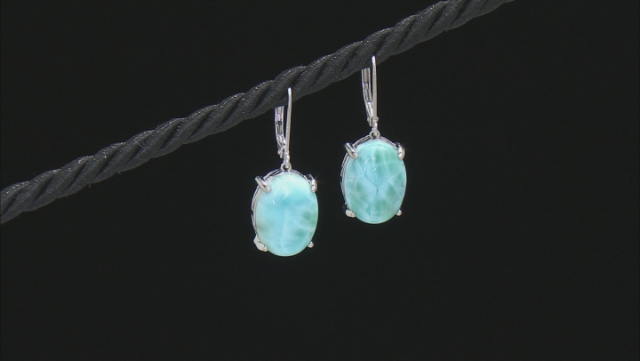 Blue Larimar Rhodium Over Sterling Silver Earrings Video Thumbnail