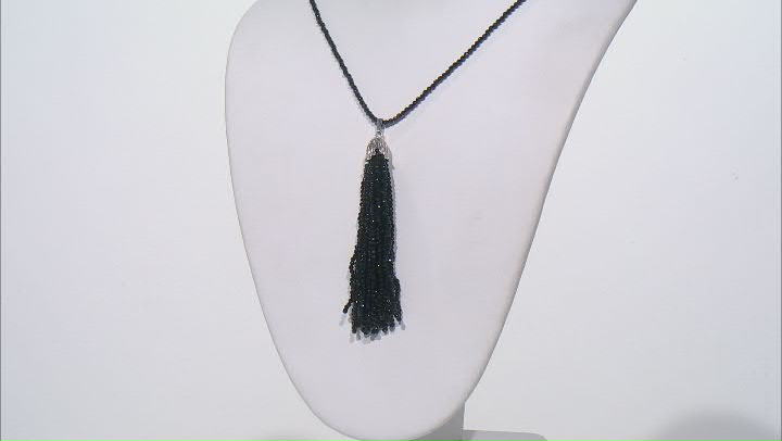 Black Spinel Rhodium Over Sterling Silver Necklace 100.00ctw Video Thumbnail