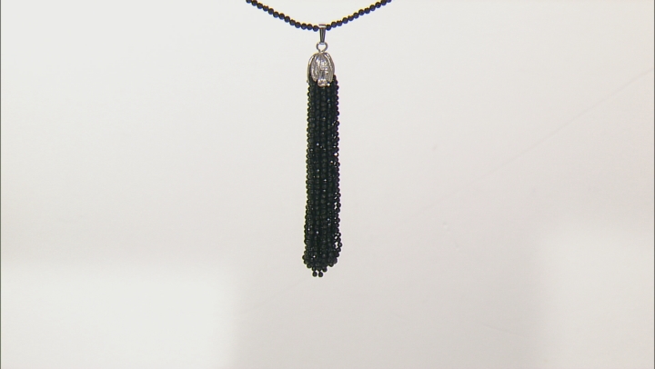 Black Spinel Rhodium Over Sterling Silver Necklace 100.00ctw Video Thumbnail