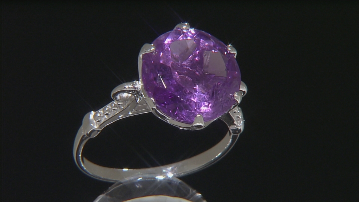 Purple Amethyst Rhodium Over Sterling Silver Ring 5.00ct Video Thumbnail