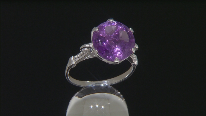 Purple Amethyst Rhodium Over Sterling Silver Ring 5.00ct Video Thumbnail