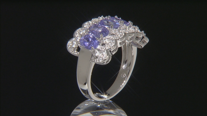 Blue Tanzanite Rhodium Over Sterling Silver Ring 3.15ctw Video Thumbnail