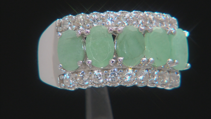 Green Sakota Emerald Rhodium Over Sterling Silver Ring 2.60ctw Video Thumbnail