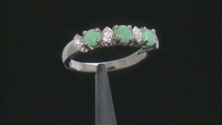 Green Sakota Emerald Rhodium Over Sterling Silver Ring .96ctw