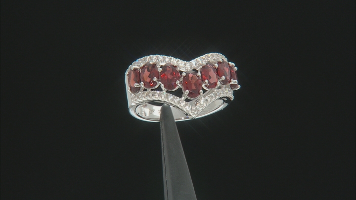 Red Garnet Rhodium Over Sterling Silver Ring 4.17ctw Video Thumbnail